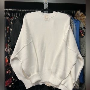 Womens free people easy street tunic pullover white XS $128 ribbed